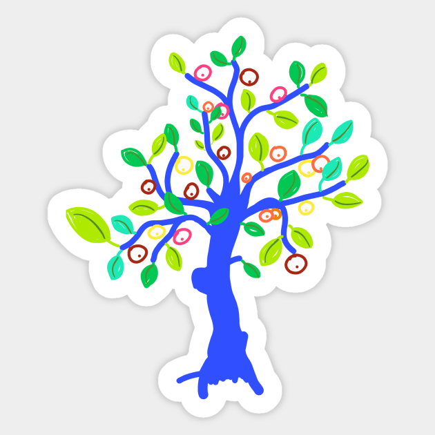 BLUE APPLE TREE Sticker by aroba